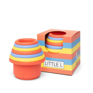 Little L - Stapeltoren Baby | Siliconen stapel bekers, rood geel en blauw
